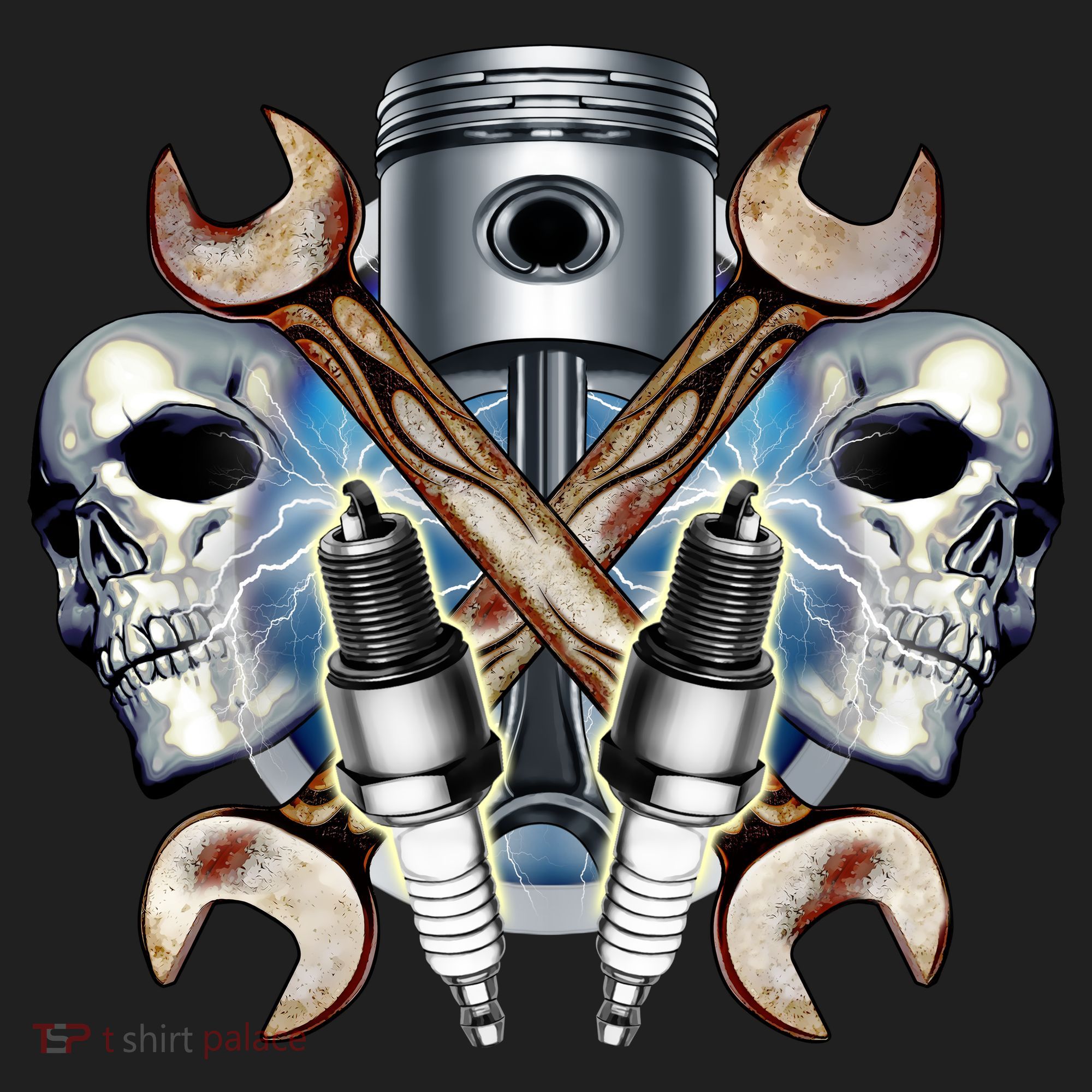 Mechanic Skulls With Wrench & Spark Plugs Hat