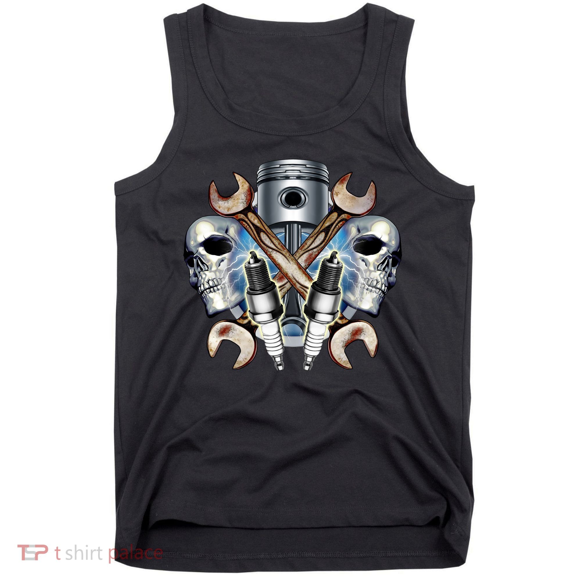 Mechanic Skulls With Wrench & Spark Plugs Tank Top