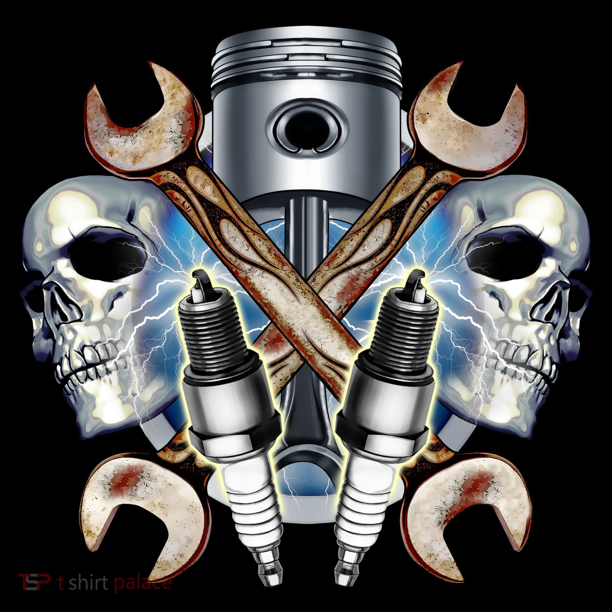 Mechanic Skulls With Wrench & Spark Plugs Tank Top