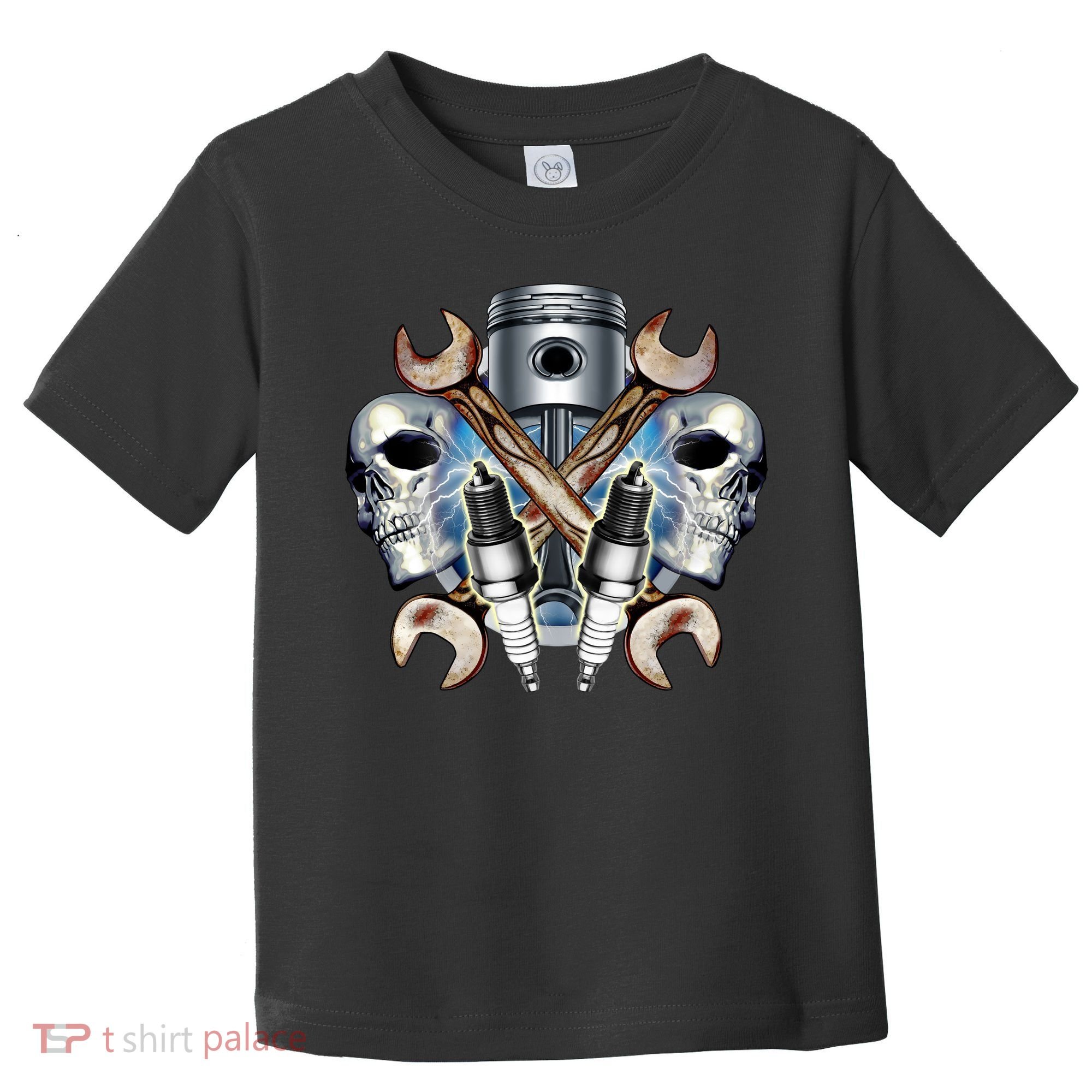 Mechanic Skulls With Wrench & Spark Plugs Toddler T-Shirt