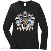 Mechanic Skulls With Wrench & Spark Plugs Women's Long Sleeve Shirt thumb 0
