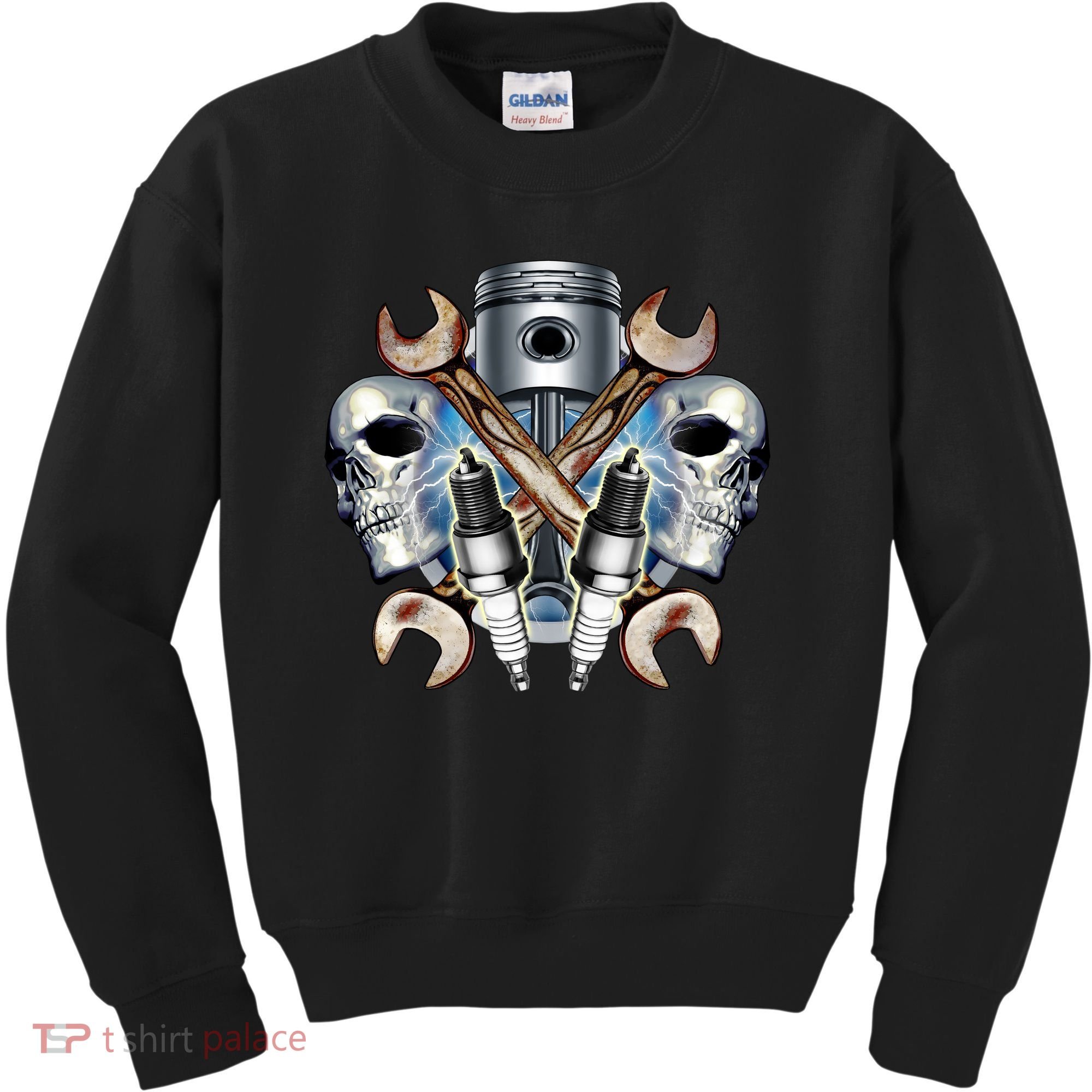 Mechanic Skulls With Wrench & Spark Plugs Kids Sweatshirt