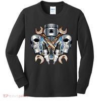 Mechanic Skulls With Wrench & Spark Plugs Kids Long Sleeve Shirt thumb 0