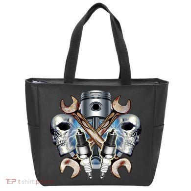 Mechanic Skulls With Wrench & Spark Plugs Tote Bag