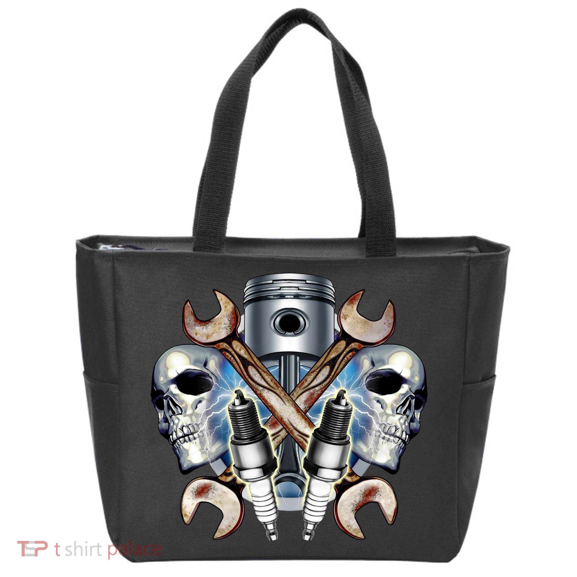 Mechanic Skulls With Wrench & Spark Plugs Tote Bag