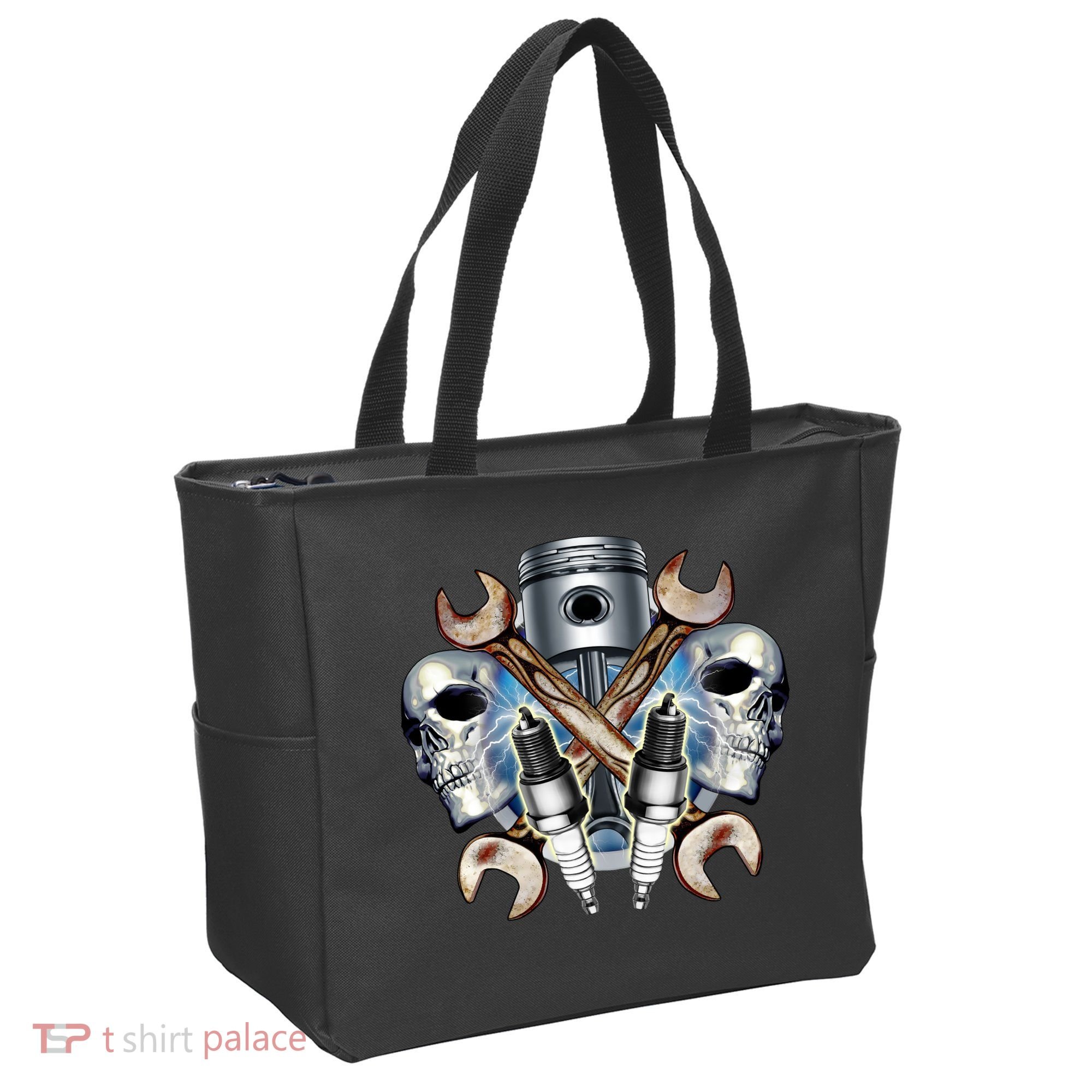 Mechanic Skulls With Wrench & Spark Plugs Tote Bag