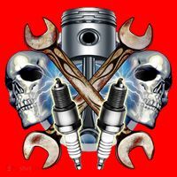 Mechanic Skulls With Wrench & Spark Plugs Santa Hat thumb 1