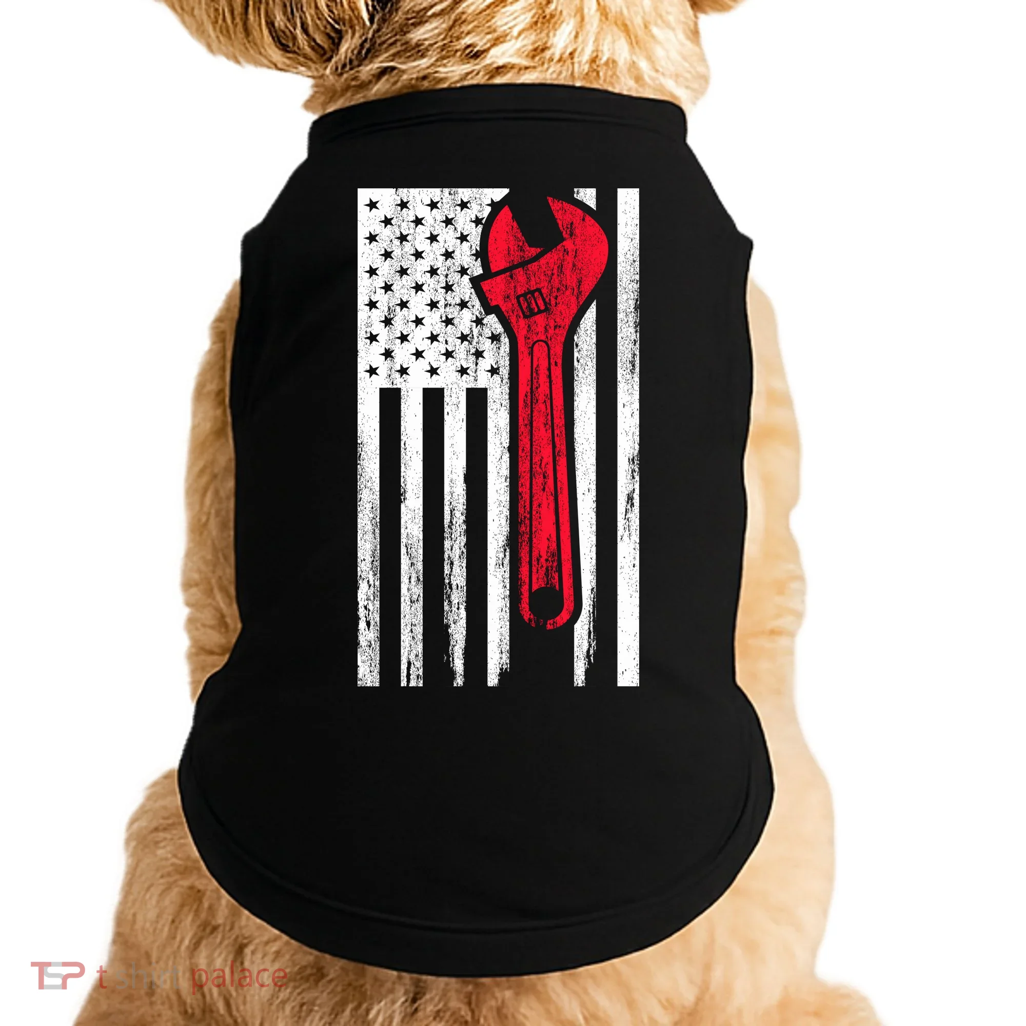 Mechanic USA American Flag Doggie Tank