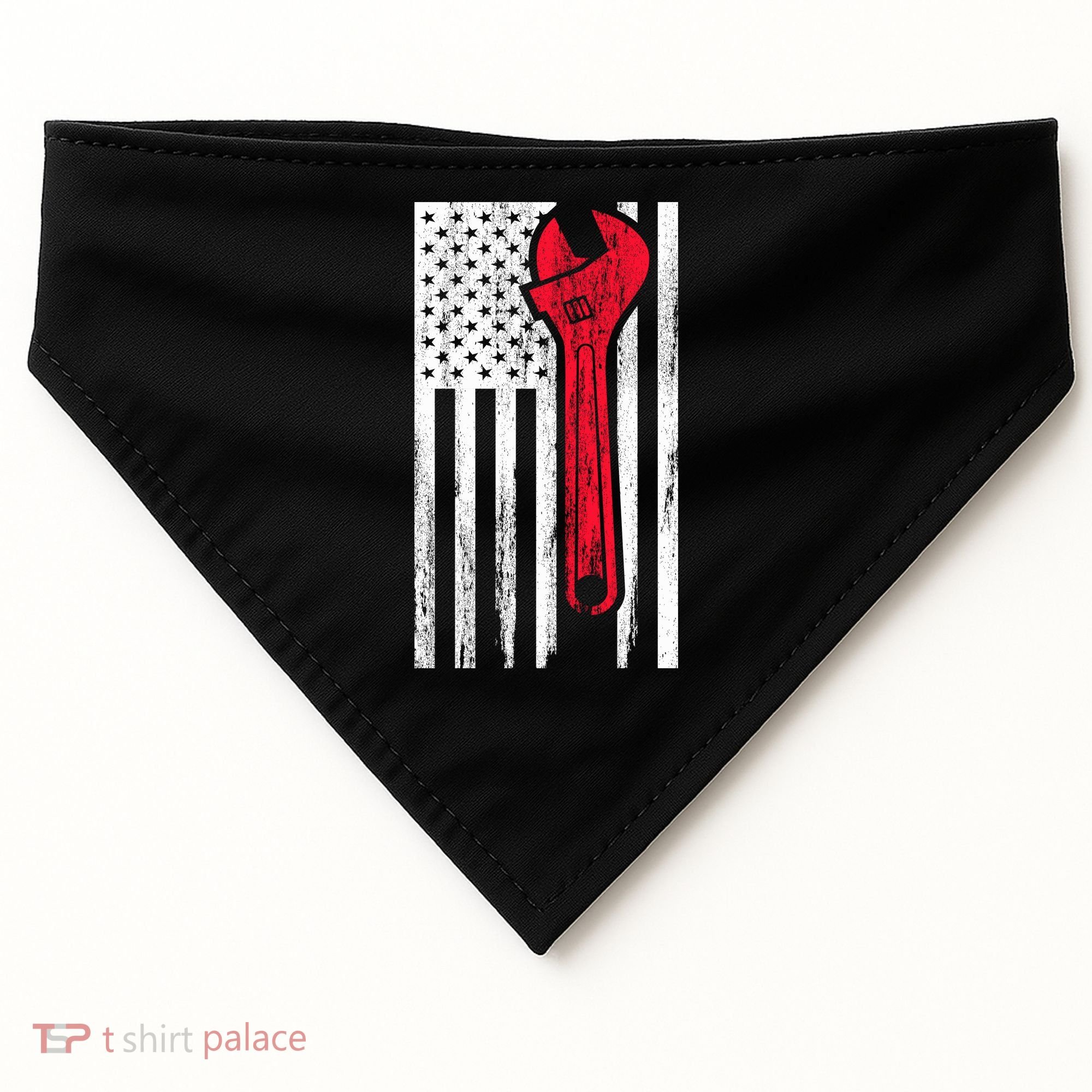 Mechanic USA American Flag USA-Made Doggie Bandana