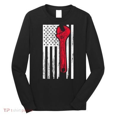 Mechanic USA American Flag Long Sleeve Shirt