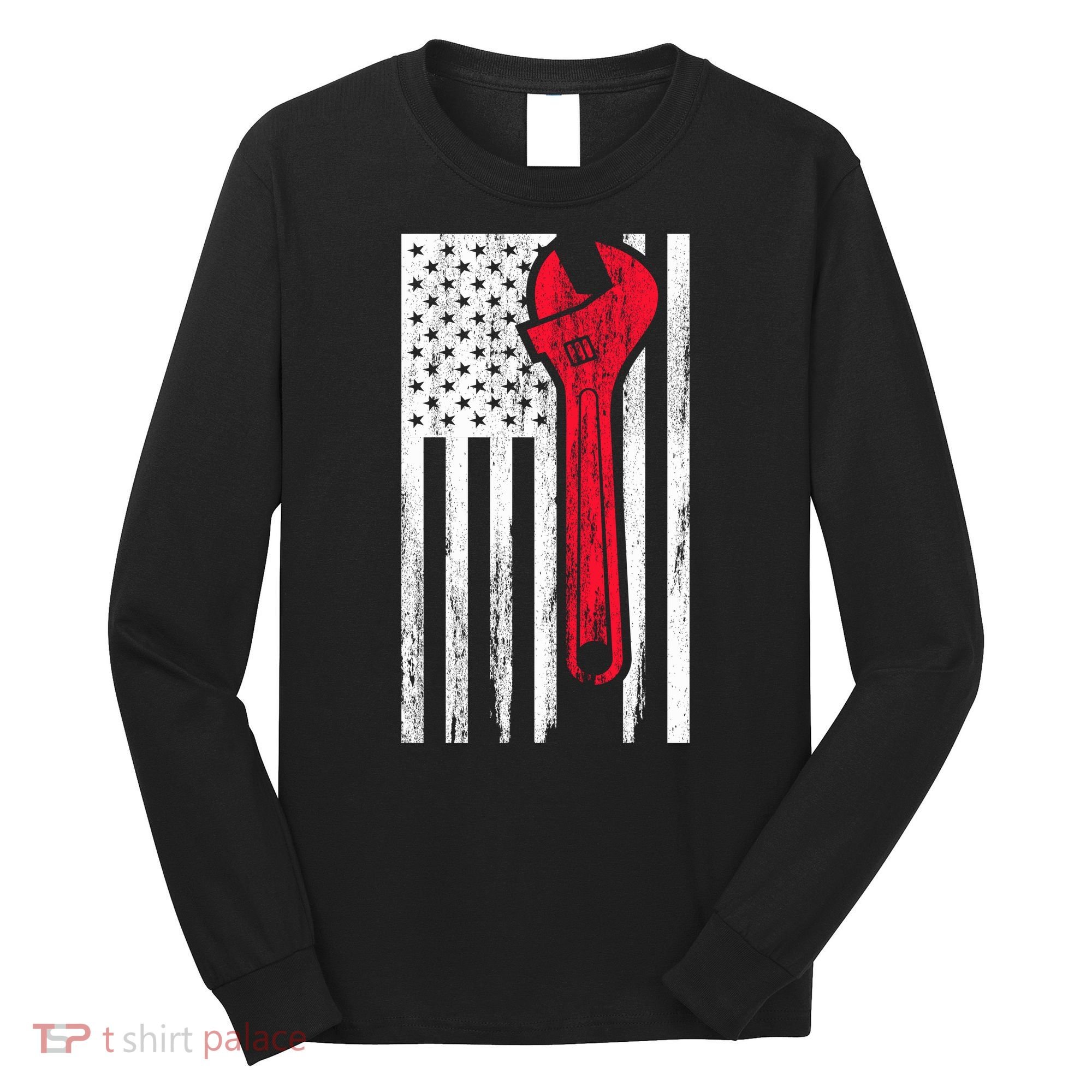 Mechanic USA American Flag Long Sleeve Shirt