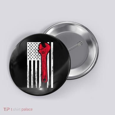 Mechanic USA American Flag Button