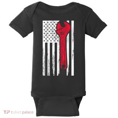 Mechanic USA American Flag Baby Bodysuit