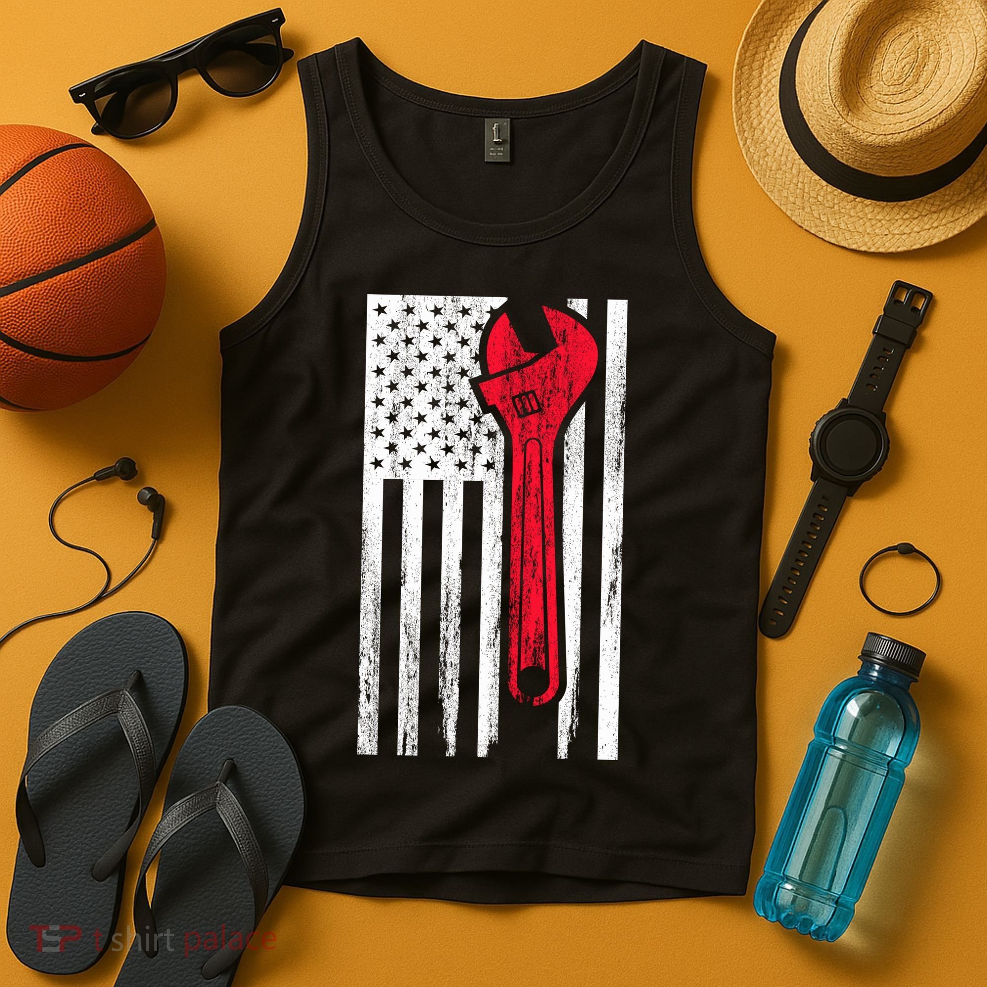 Mechanic USA American Flag Tank Top