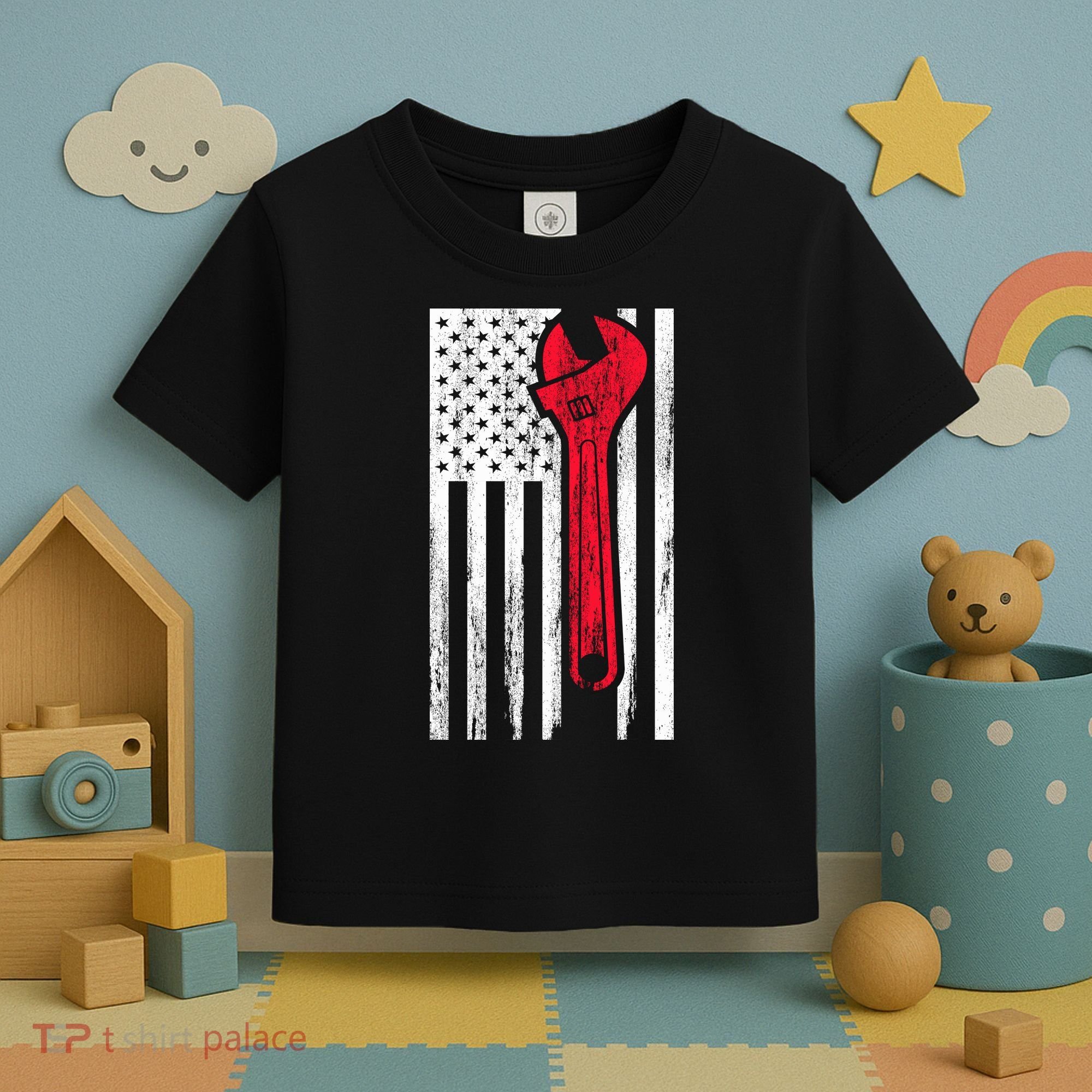 Mechanic USA American Flag Toddler T-Shirt