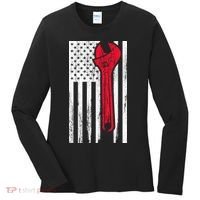 Mechanic USA American Flag Women's Long Sleeve Shirt thumb 0