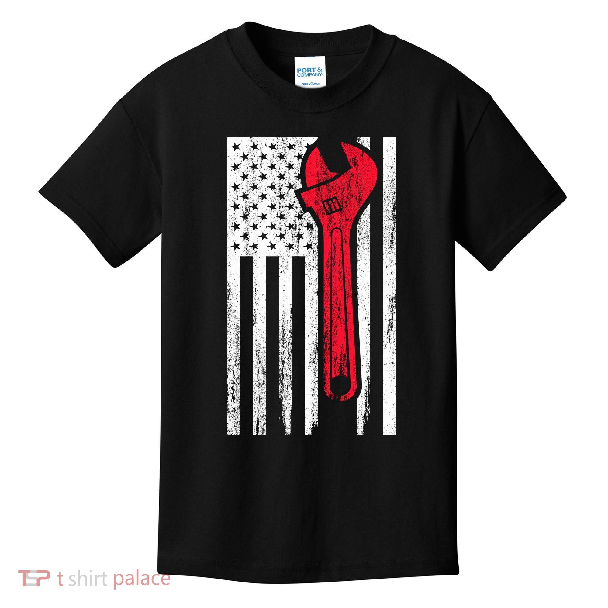 Mechanic USA American Flag Kids T-Shirt