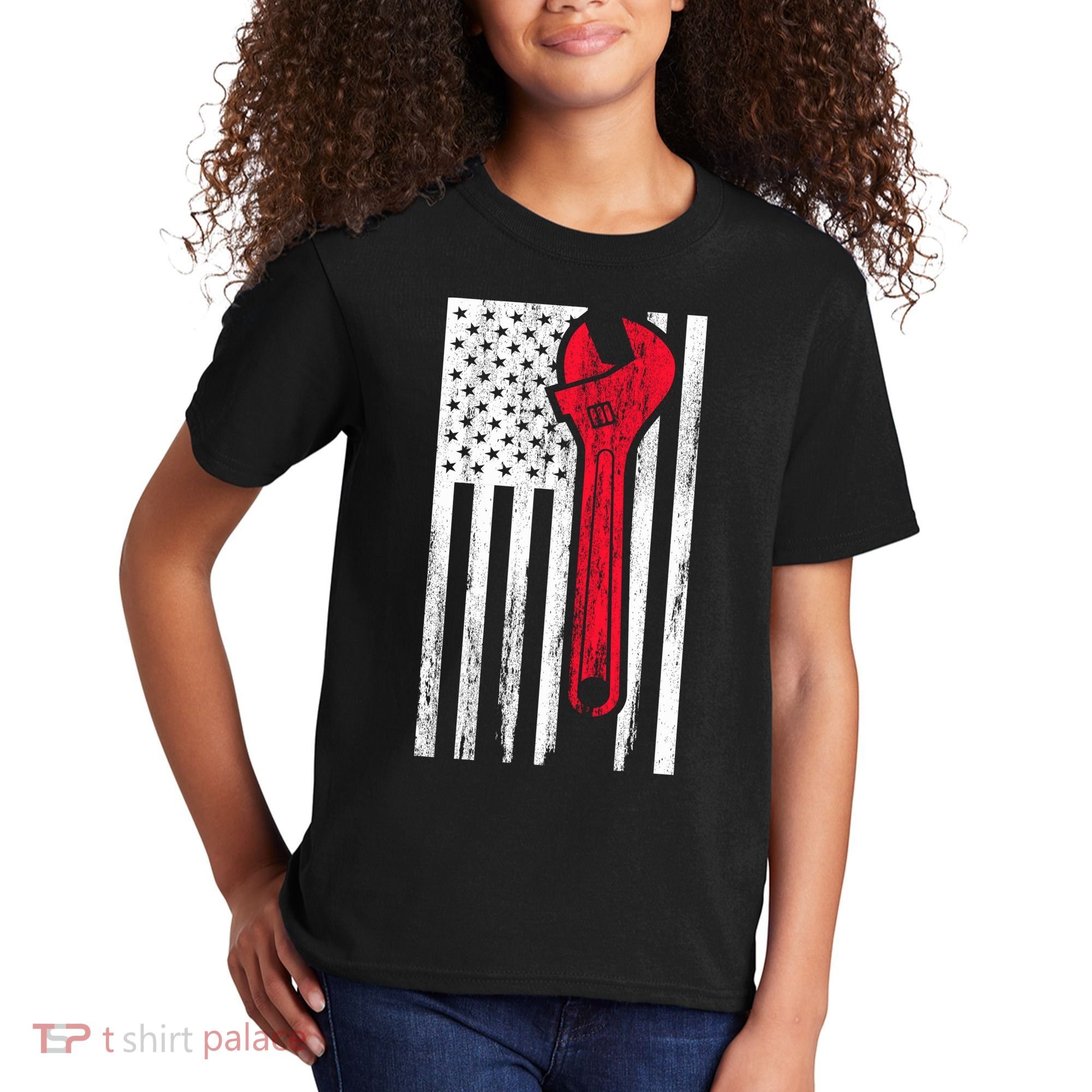 Mechanic USA American Flag Kids T-Shirt