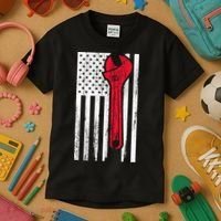 Mechanic USA American Flag Kids T-Shirt thumb 3