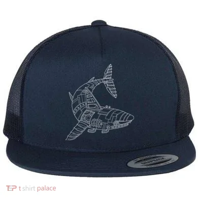 Mechanical Shark Flat Bill Trucker Hat