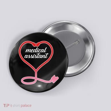 Medical Assistant Stethoscope Heart Button