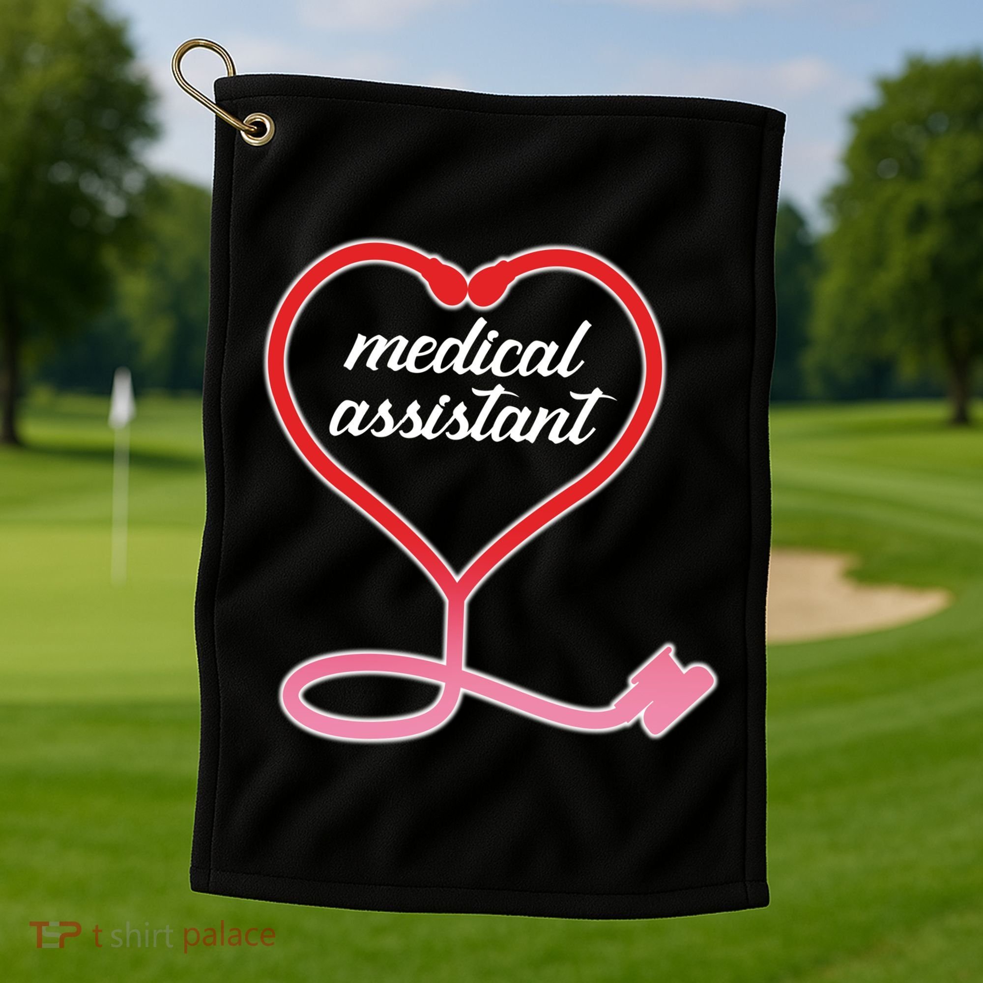 Medical Assistant Stethoscope Heart Golf Towel