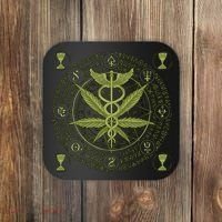Medical Marijuana Alchemy Circle Coaster thumb 0