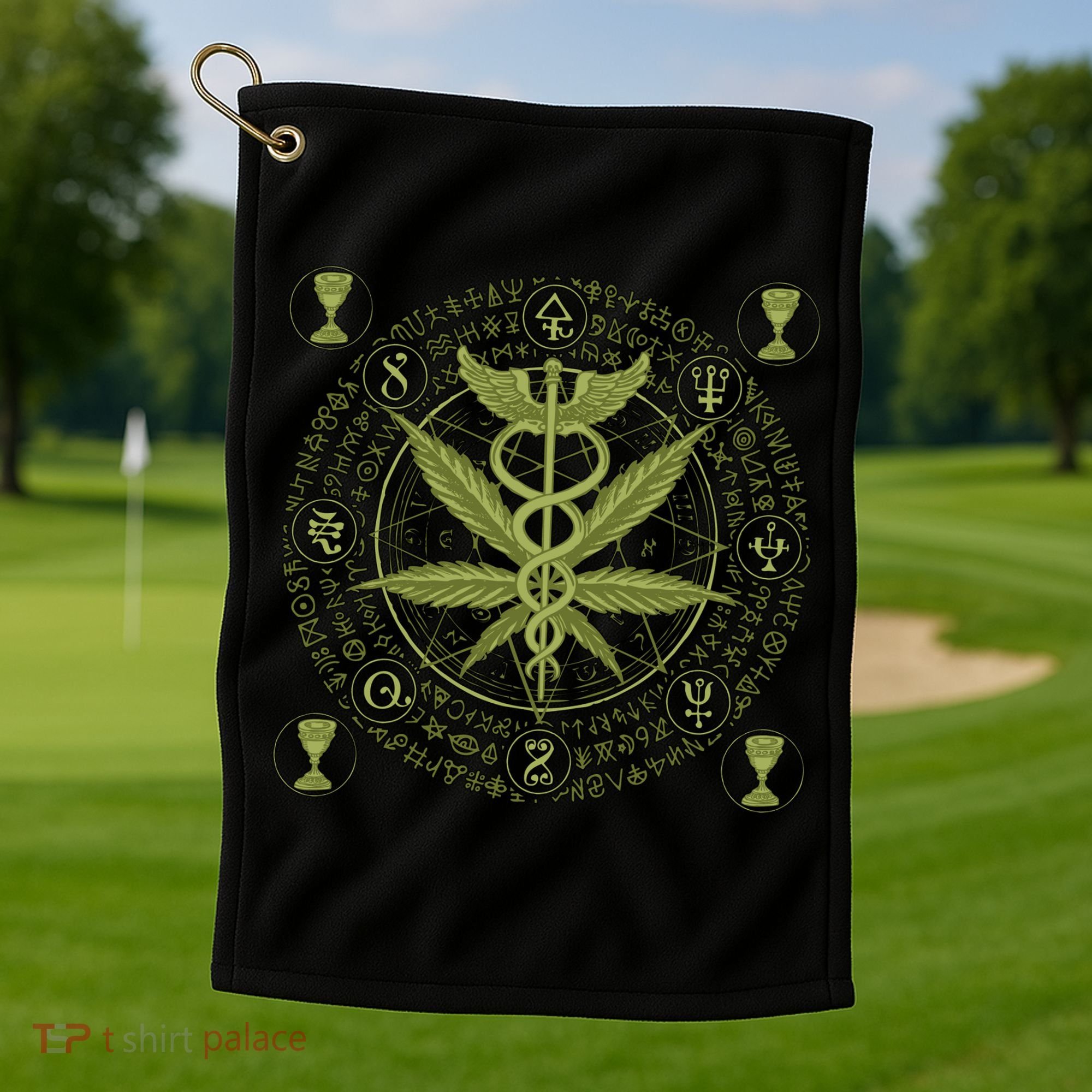 Medical Marijuana Alchemy Circle Golf Towel