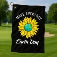 Make Everyday Earth Day Sunflower Golf Towel thumb 1