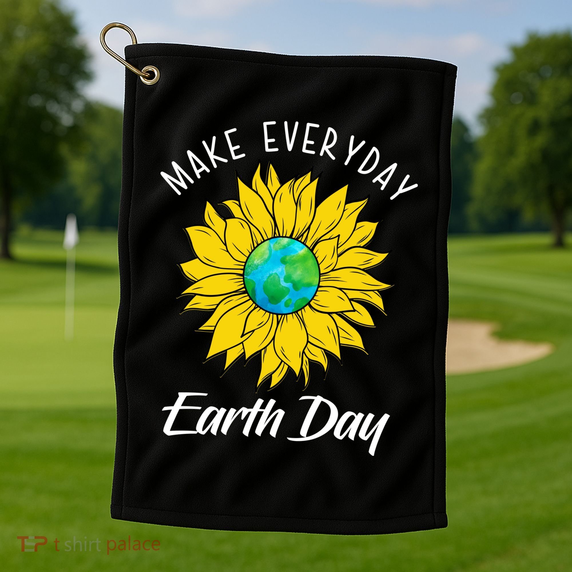 Make Everyday Earth Day Sunflower Golf Towel