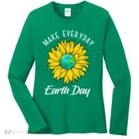 Make Everyday Earth Day Sunflower Women's Long Sleeve Shirt thumb 0