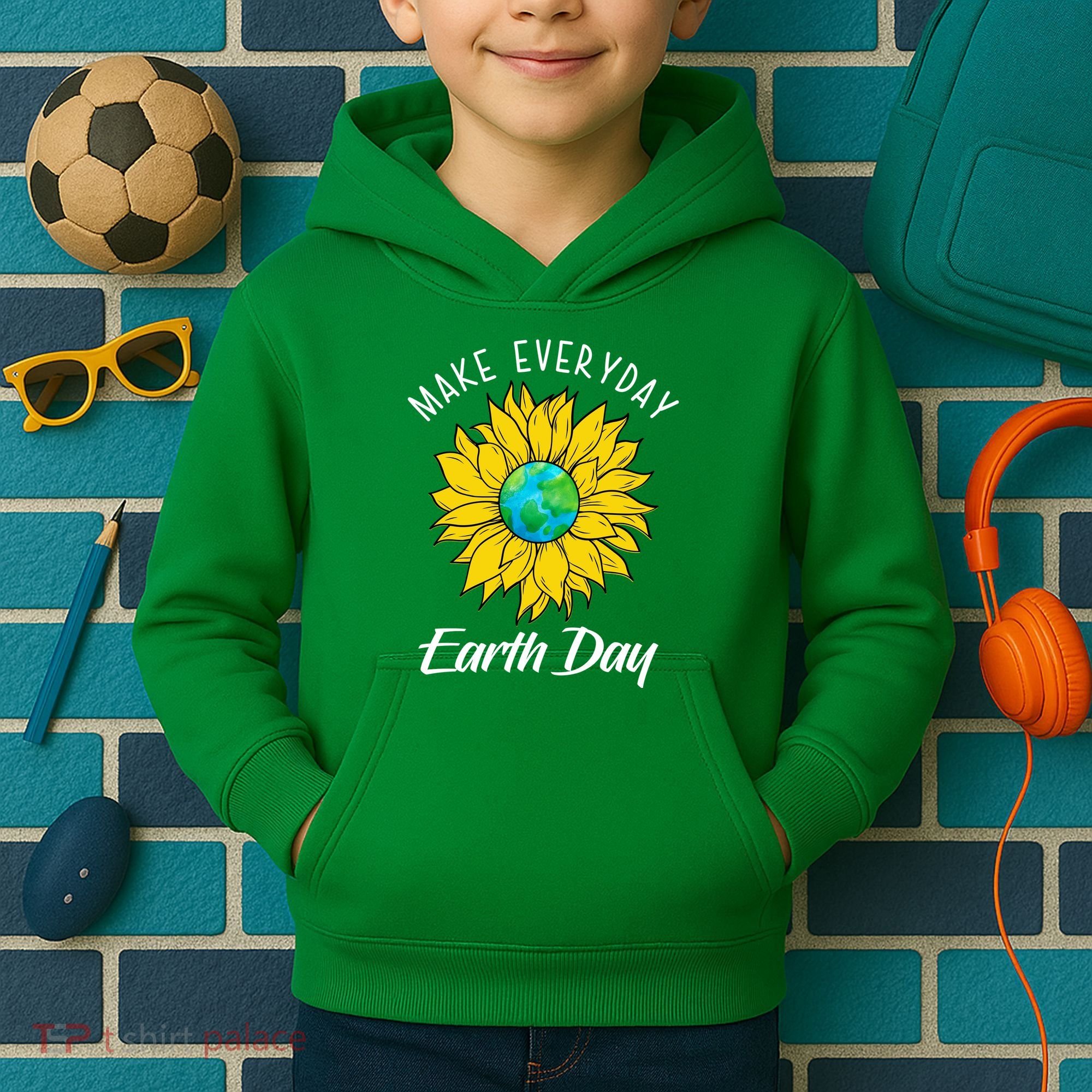 Make Everyday Earth Day Sunflower Kids Hoodie