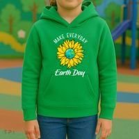 Make Everyday Earth Day Sunflower Kids Hoodie thumb 3