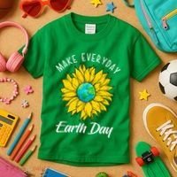 Make Everyday Earth Day Sunflower Kids T-Shirt thumb 3