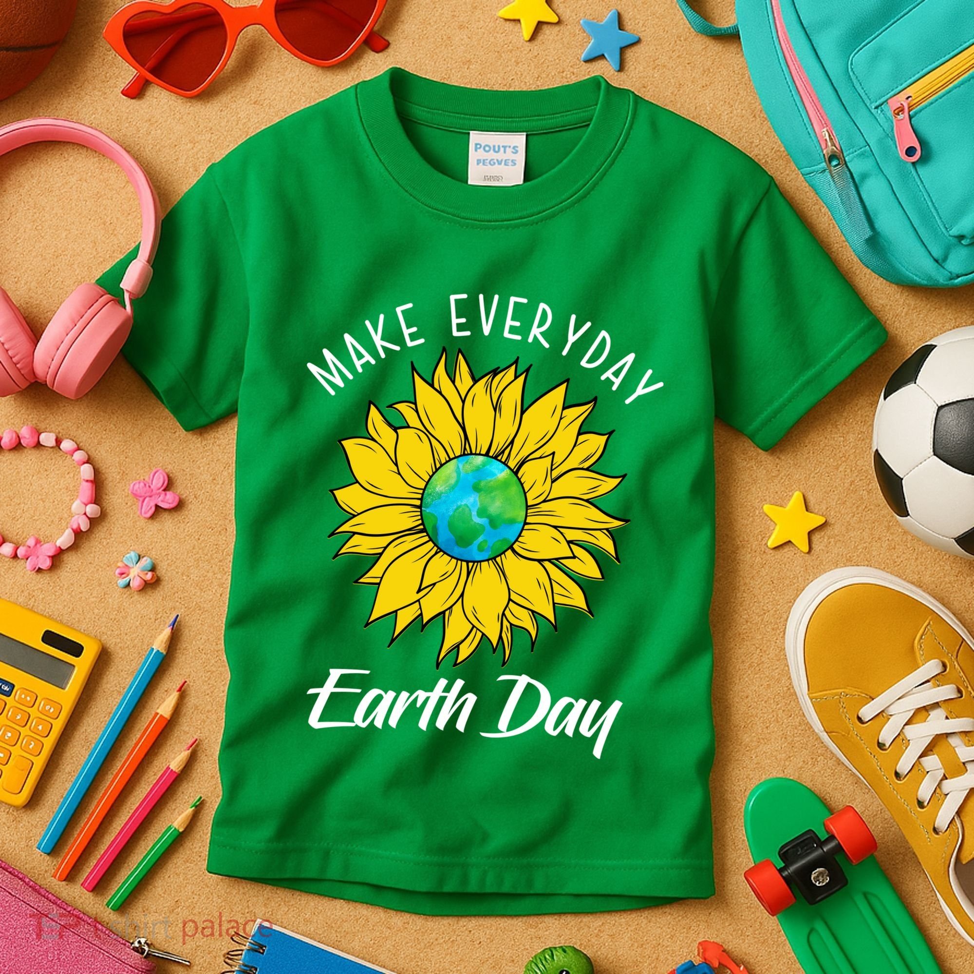 Make Everyday Earth Day Sunflower Kids T-Shirt