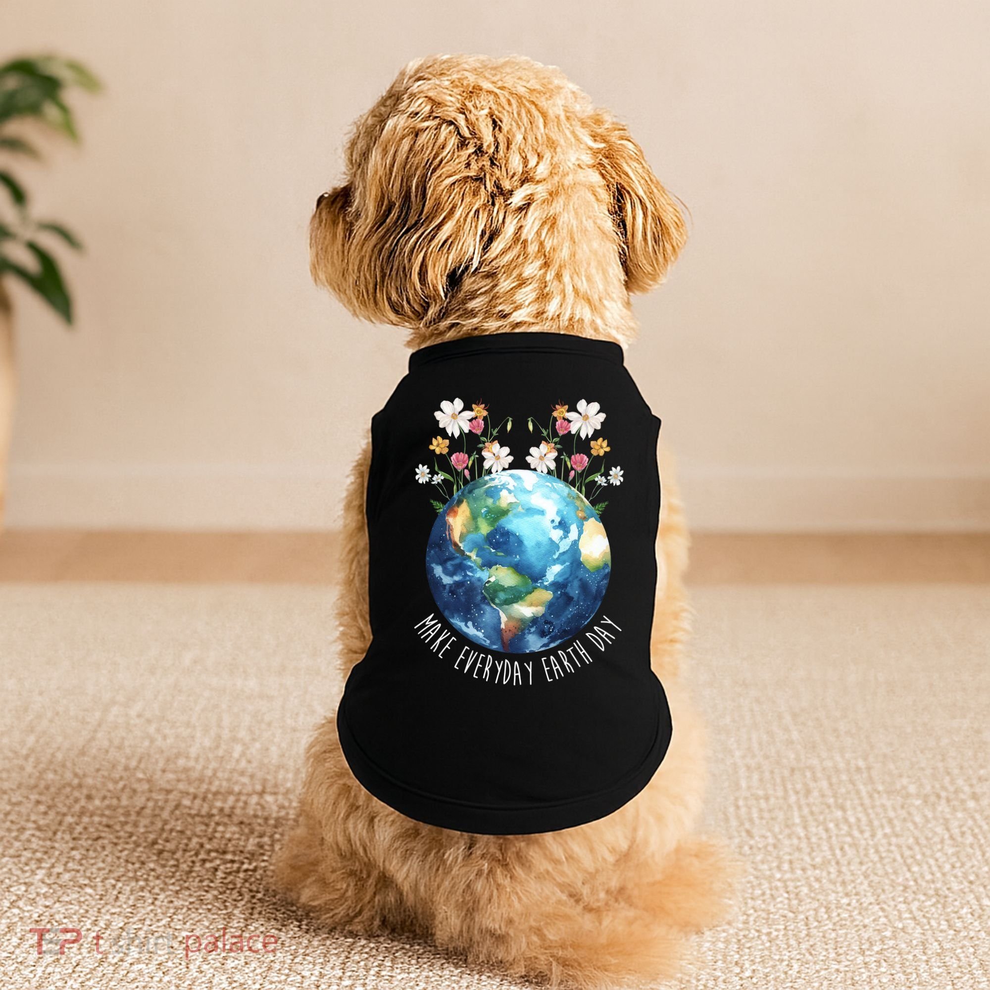 Make Everyday Earth Day Floral Globe Awareness Doggie Tank