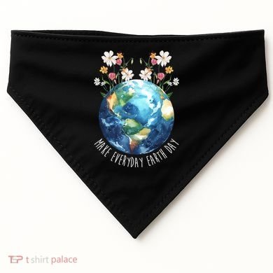 Make Everyday Earth Day Floral Globe Awareness USA-Made Doggie Bandana