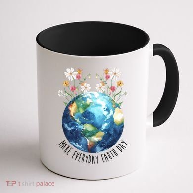 Make Everyday Earth Day Floral Globe Awareness Coffee Mug back