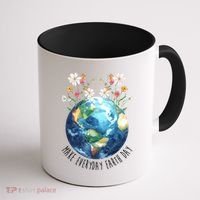 Make Everyday Earth Day Floral Globe Awareness Coffee Mug thumb 1