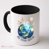 Make Everyday Earth Day Floral Globe Awareness Coffee Mug thumb 0