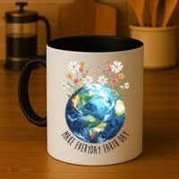 Make Everyday Earth Day Floral Globe Awareness Coffee Mug thumb 4