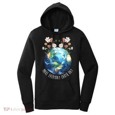 Make Everyday Earth Day Floral Globe Awareness Women's Hoodie