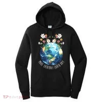 Make Everyday Earth Day Floral Globe Awareness Women's Hoodie thumb 0