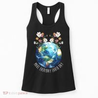 Make Everyday Earth Day Floral Globe Awareness Women's Tank Top thumb 0