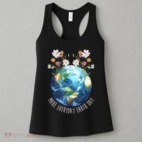 Make Everyday Earth Day Floral Globe Awareness Women's Tank Top thumb 3