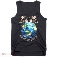 Make Everyday Earth Day Floral Globe Awareness Tank Top thumb 0