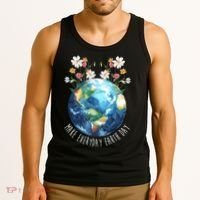 Make Everyday Earth Day Floral Globe Awareness Tank Top thumb 3