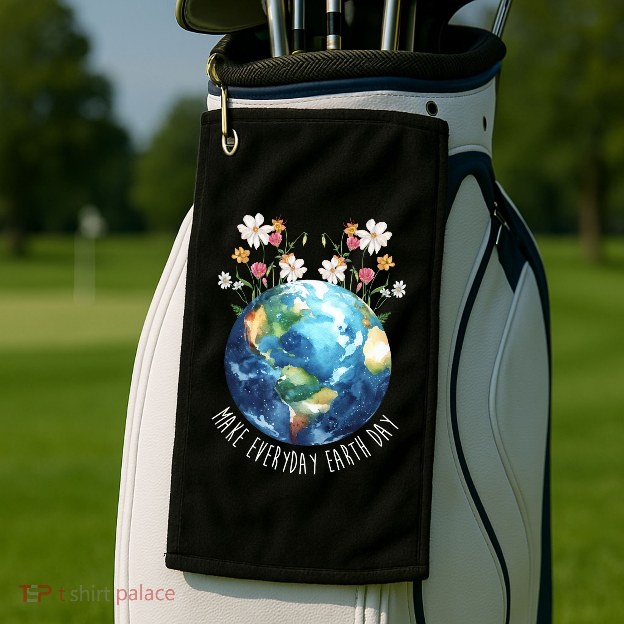 Make Everyday Earth Day Floral Globe Awareness Golf Towel