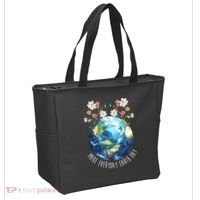 Make Everyday Earth Day Floral Globe Awareness Tote Bag thumb 2