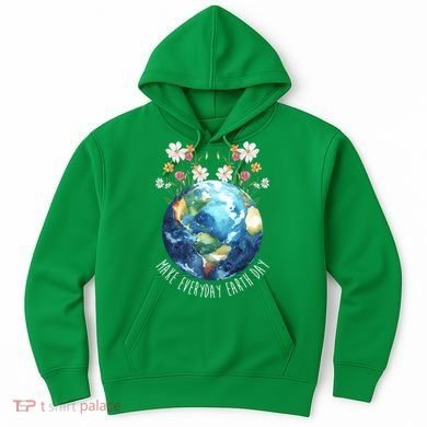 Make Everyday Earth Day Floral Globe Awareness Hoodie